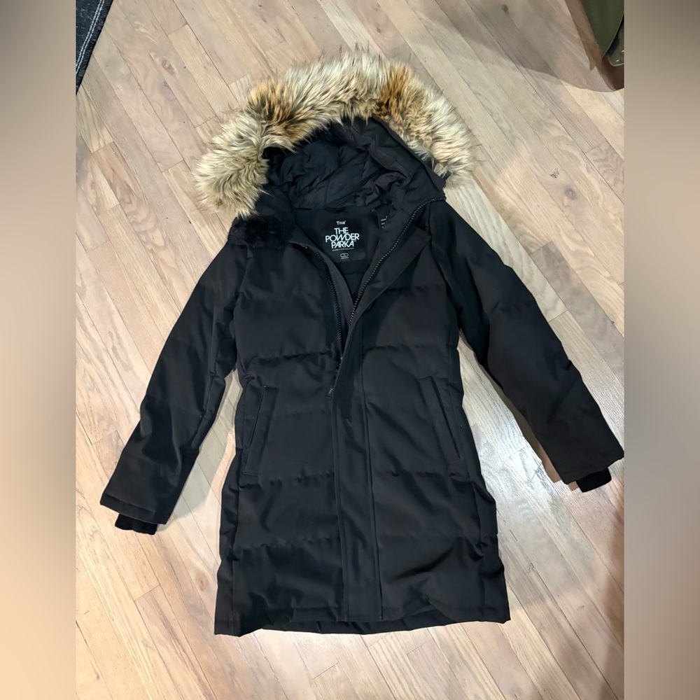 Aritzia Black Ski Jacket with Fur Hood